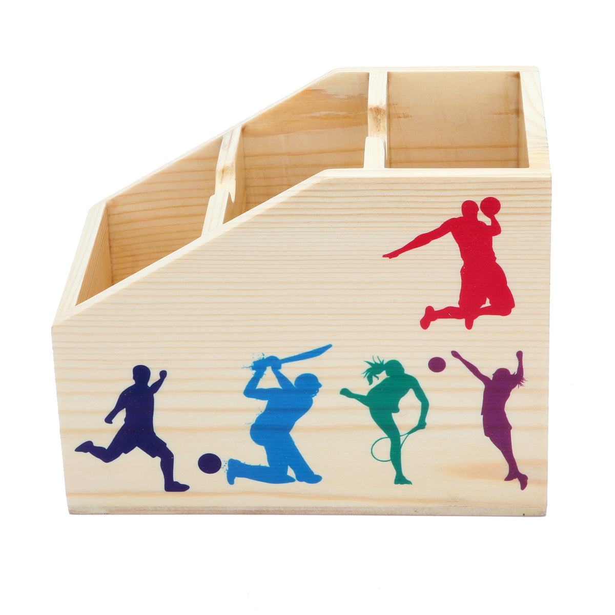 Wood Remote Holder With Sports Print | Home / Office Organisers