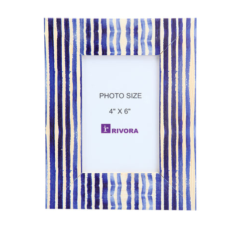 Luxury Photo Frame With Shibori Stripes Art Print | Wood Photo Frame