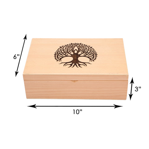 Wood Box Multiutility Carved Tree Of Life Motif On Top | Wood Boxes